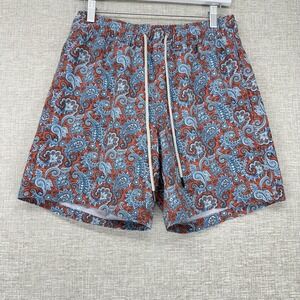 Fair Harbor Swim Trunks Mens Medium Blue Paisley‎ Mesh Liner Quick Dry Shorts